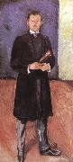 Edvard Munch Self-Portrait of holding paintbrush oil painting picture wholesale